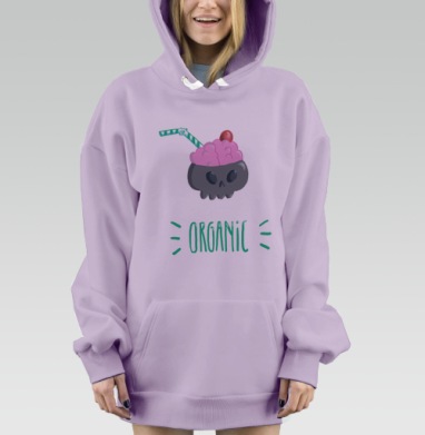 Коктейль в черепе с органическим дизайном, Hoodie Mjhigh Dig Mel, Fiolet, утепленная