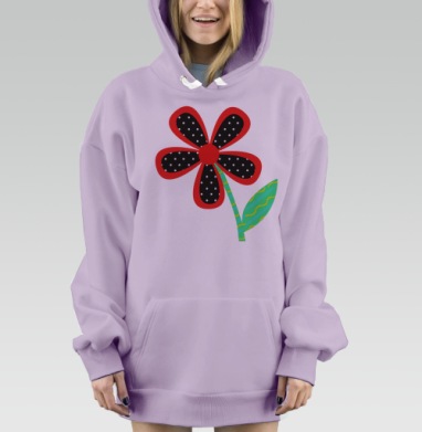 коллажный цветок, Hoodie Mjhigh Dig Mel, Fiolet, утепленная
