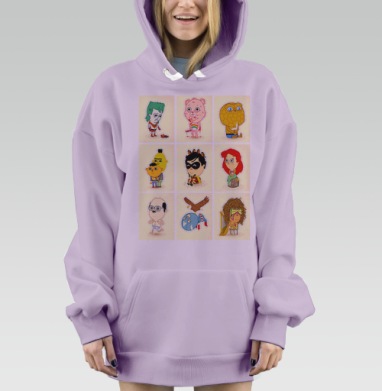 Комикс персонажи, Hoodie Mjhigh Dig Mel, Fiolet, утепленная