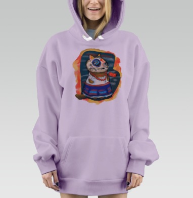 Кошка в мексиканском костюме Viva la Frida, Hoodie Mjhigh Dig Mel, Fiolet, утепленная