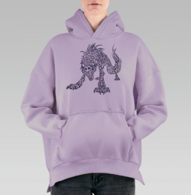 космический волк, Hoodie Oversize Fiolet, утепленная
