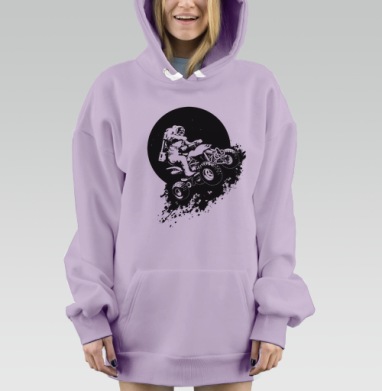Космонавт на квадроцикле, луна, Hoodie Mjhigh Dig Mel, Fiolet, утепленная