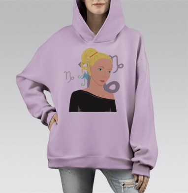 козерог, Hoodie Mono Fiolet, оверсайз, утепленная