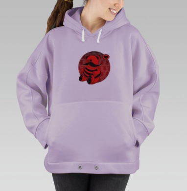 Красный мишка с тату якоря и усами – стиль и игра, Hoodie Oversize Fiolet