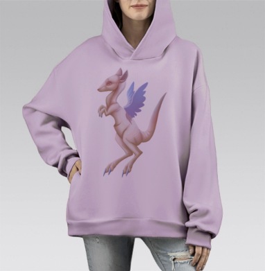 крылатый кенгуру, Hoodie Mono Fiolet, оверсайз, утепленная