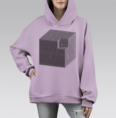 Кубик смерти, Hoodie Mono Fiolet, оверсайз, утепленная