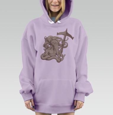 Культист ктулху (белый), Hoodie Mjhigh Dig Mel, Fiolet, утепленная