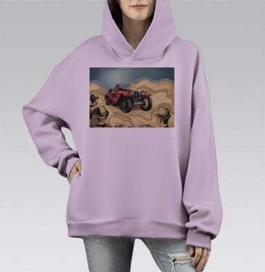 Legendary car / Легендарный автомобиль, Hoodie Mono Fiolet, оверсайз, утепленная