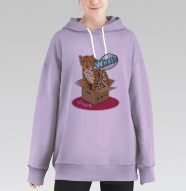 Леопард в коробке – забавный арт с дикой природой, Hoodie Long Oversize Fiolet