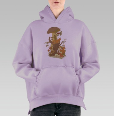 Лесной мотив, Hoodie Oversize Fiolet, утепленная