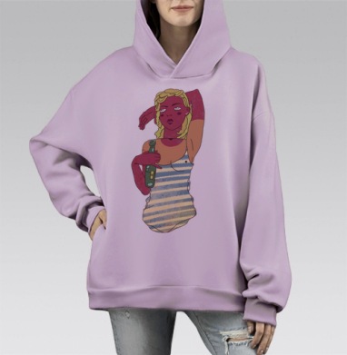 Лето, Hoodie Mono Fiolet, оверсайз, утепленная