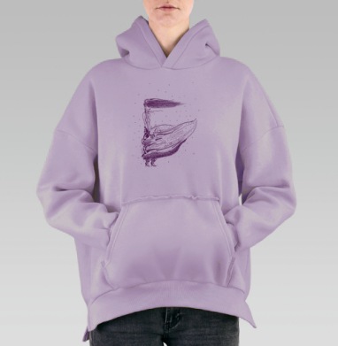Летящее платье, Hoodie Oversize Fiolet, утепленная