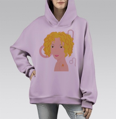 лев, Hoodie Mono Fiolet, оверсайз, утепленная