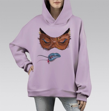 Лиса_Алиса, Hoodie Mono Fiolet, оверсайз, утепленная