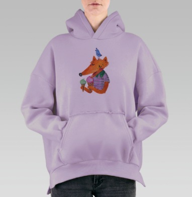 Лиса любит мороженое, Hoodie Oversize Fiolet, утепленная