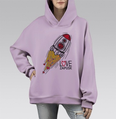 Love-запуск, Hoodie Mono Fiolet, оверсайз, утепленная