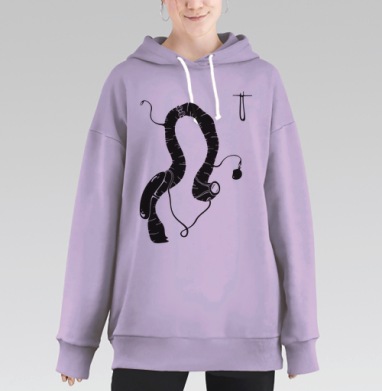 Lumbricidae / Дождевые черви, Hoodie Long Oversize Fiolet