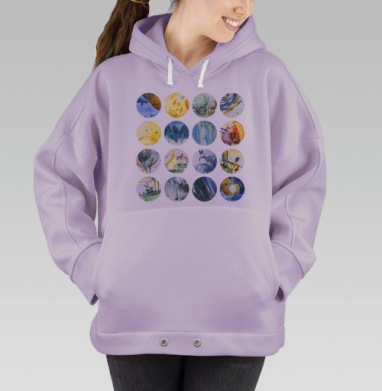 Магия акварели: нежные сказочные круги, Hoodie Oversize Fiolet