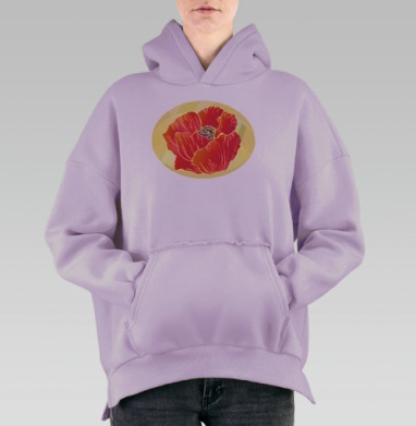 Мак на стекле, Hoodie Oversize Fiolet, утепленная