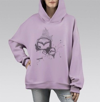 Mazda – Мазда творческая экспансия логотипа, Hoodie Mono Fiolet, оверсайз, утепленная