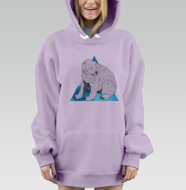 Медведь холодной Арктики в графике, Hoodie Mjhigh Dig Mel, Fiolet, утепленная