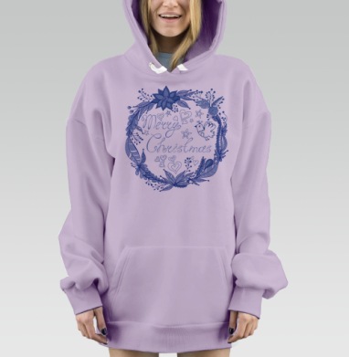 Merry Christmas / Счастливого Рождества, Hoodie Mjhigh Dig Mel, Fiolet, утепленная