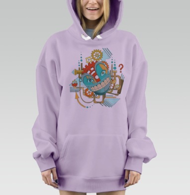 Механический смеющийся смайлик стимпанк, Hoodie Mjhigh Dig Mel, Fiolet, утепленная