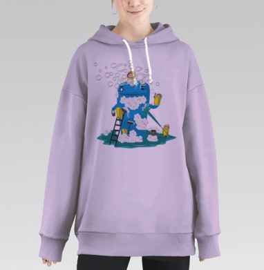 Механическое сердце внутри грудной клетки человеческой., Hoodie Long Oversize Fiolet