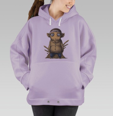Милый мультяшный фермер с пшеничными колосьями, Hoodie Oversize Fiolet