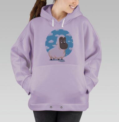 Милый задумчивый барашек в мультяшном стиле, Hoodie Oversize Fiolet
