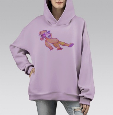 Мишка на юге загорает, Hoodie Mono Fiolet, оверсайз, утепленная