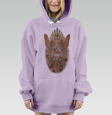 Мистическая Картина Девушки с Олененком, Hoodie Mjhigh Dig Mel, Fiolet, утепленная