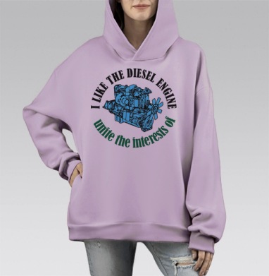 Мне нравится дизель, Hoodie Mono Fiolet, оверсайз, утепленная