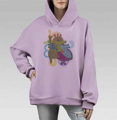 Многослойный механизм сложного человеческого сердца, Hoodie Mono Fiolet, оверсайз, утепленная