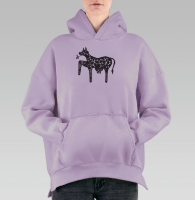 Модница корова, Hoodie Oversize Fiolet, утепленная