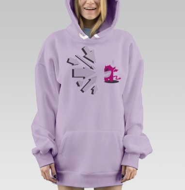 Монстр под прицелом белых стрелок атакует маленького розового монстра, Hoodie Mjhigh Dig Mel, Fiolet, утепленная
