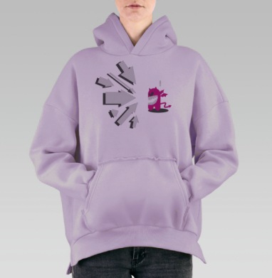 Монстр под прицелом белых стрелок атакует маленького розового монстра, Hoodie Oversize Fiolet, утепленная