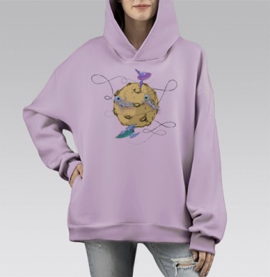MoonPotato / Лунная картошка, Hoodie Mono Fiolet, оверсайз, утепленная
