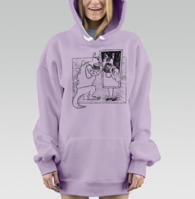 Морской монстр у зеркала: уход и рефлексия, Hoodie Mjhigh Dig Mel, Fiolet, утепленная