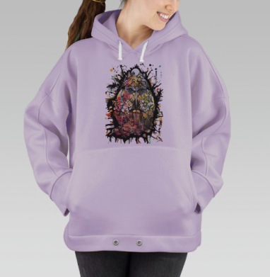 Мудрая сова над городским хаосом, Hoodie Oversize Fiolet