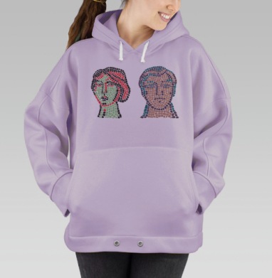 Мужской и женский портреты нео мозаика вечность и дуальность, Hoodie Oversize Fiolet