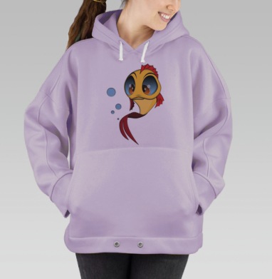 Мультяшная золотая рыбка с большими глазами, Hoodie Oversize Fiolet