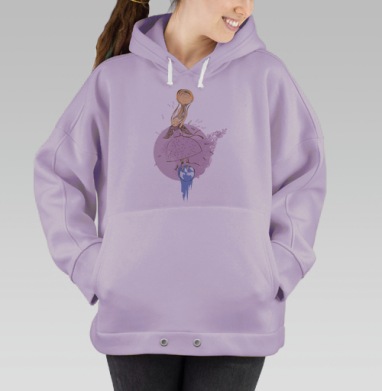 Нежный ангел с розовыми крыльями и светом, Hoodie Oversize Fiolet
