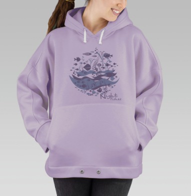 Night fish, Hoodie Oversize Fiolet