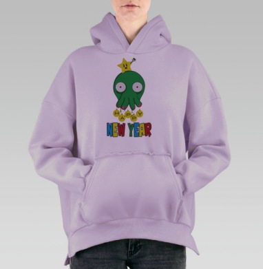 Новогодняя Ель, Hoodie Oversize Fiolet, утепленная