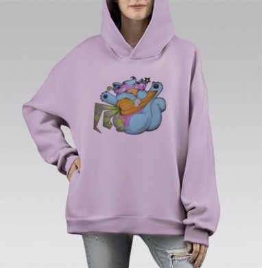 Няма, Hoodie Mono Fiolet, оверсайз, утепленная