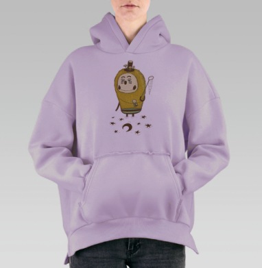 Очаровательный исследователь с сачком и шляпой, Hoodie Oversize Fiolet, утепленная