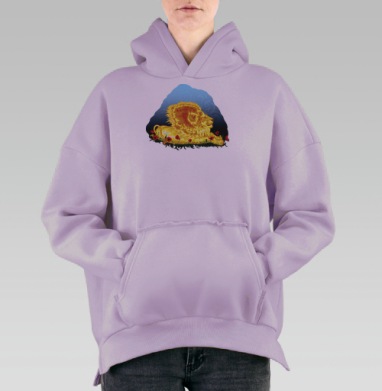 Огнегривый лев, Hoodie Oversize Fiolet, утепленная