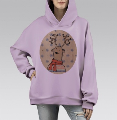 Олень, Hoodie Mono Fiolet, оверсайз, утепленная