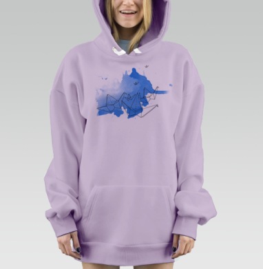 Origami bird 2 / Оригами журавлик 2, Hoodie Mjhigh Dig Mel, Fiolet, утепленная